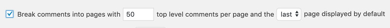 Admin settings 50 comments per page