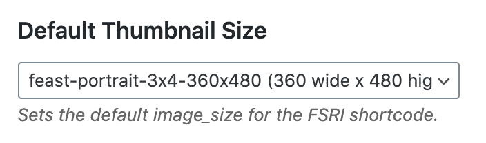 Feast plugins' default image size setting