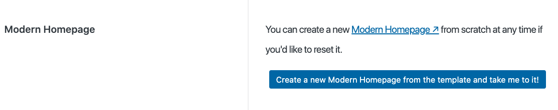 button to create the modern homepage